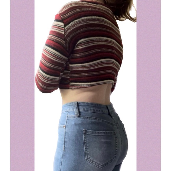 Ultra Crop Striped Sweater - Picture 2 of 5